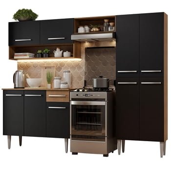 Cocina Integral Madesa Emilly Pop 229cm Marrón/Negro GREM2290027K